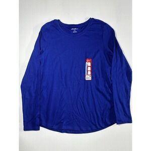 Eddie Bauer Mens Blue Long Sleeve Crew Neck Cotton Blend Tee Shirt L